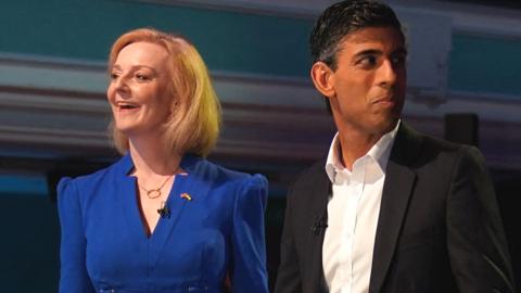 Liz Truss and Rishi Sunak at BBC debate in July