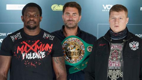 Whyte and Povetkin with Eddie Hearn