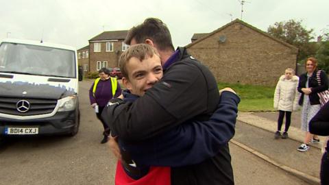 Nick Knowles hugging Jordan