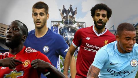 Manchester United's Romelu Lukaku, Chelsea's Alvaro Morata, Liverpool's Mohamed Salah and Manchester City's Gabriel Jesus