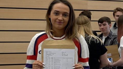 Zoe Bannister with A-level results
