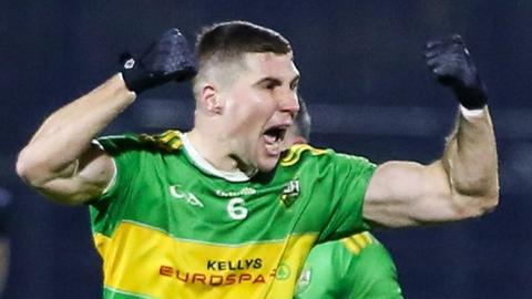 Glen's Ciaran McFaul celebrates at the final whistle