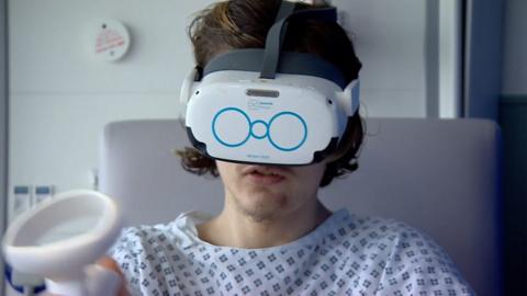 Patient with VR headset