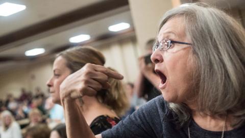 Woman at town hall