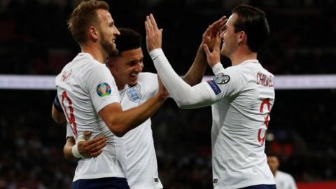 England players celebrate