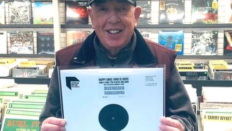 Owner of Kellys Records, Alan Parkins, with the record