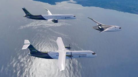 Airbus's three ZEROe concept planes
