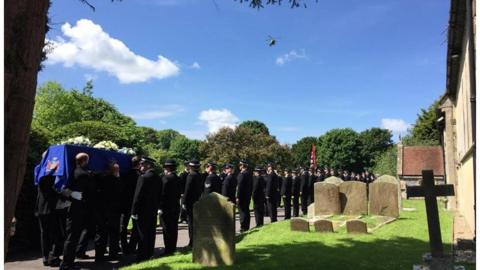 Funeral procession at St Mary's Church in Chieveley