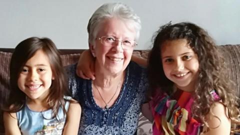 Rosie, 74, with two great-granddaughters