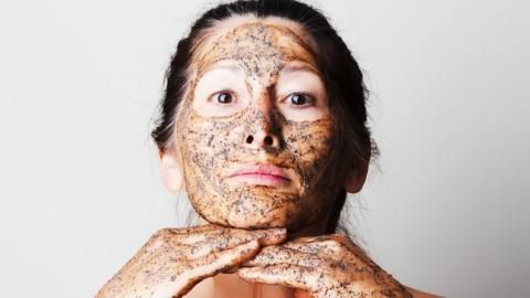 woman with face scrub on