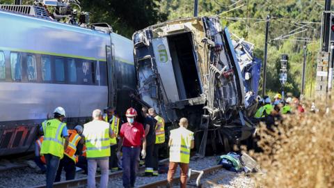 Derailed train