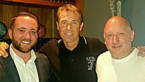 New Bangor City FC manager Andy Legg (centre) with commercial director James Lees (left) and Alan Lewin (right).