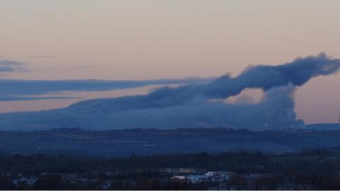 Plumes of smoke at Cork port