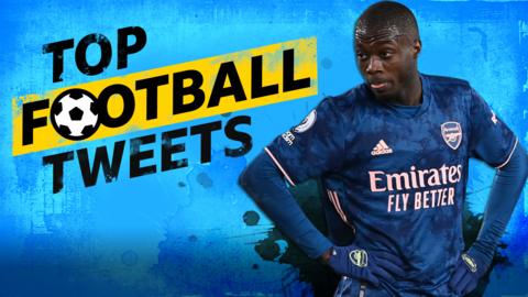 Nicolas Pepe cut-out on Top Football Tweets background