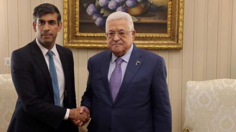 Palestinian President Mahmoud Abbas meets British Prime Minister Rishi Sunak in Cairo