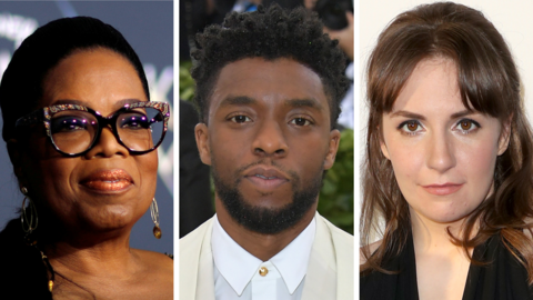 Oprah Winfrey (l), Chadwick Boseman (c), Lena Dunham (r)