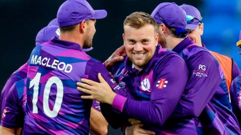 Scotland celebrate beating West Indies