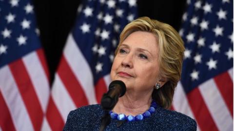 US Democratic presidential nominee Hillary Clinton answers a question during a press conference in Des Moines, Iowa, on 28 October 2016.