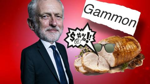 Jeremy Corbyn and gammon graphic