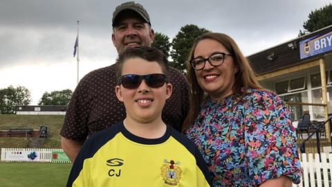 Charlie Jones, 11, with his mother Joanne Evans Jones and father Darren Jones