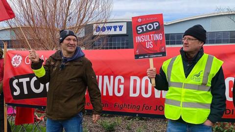 Picket line at Dowty Propellers