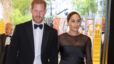 The Duke and Duchess of Sussex attend a film premier in London's Leicester Square