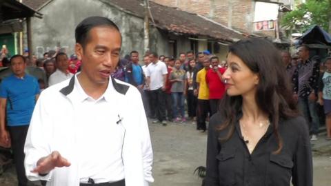 Indonesian president takes BBC around the slum where he was born