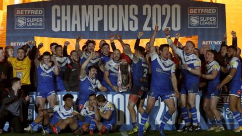 St Helens celebrate 2020 Super League win