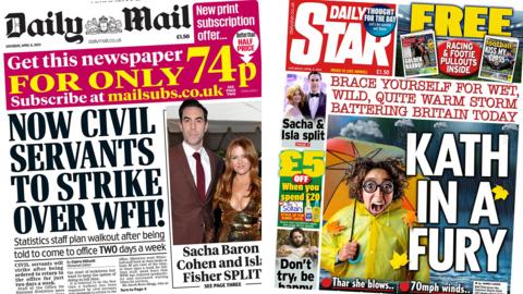 Front pages of Daily Mail and Daily Star