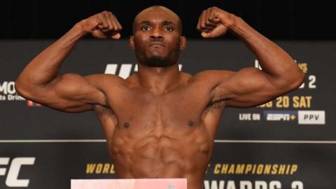 Kamaru Usman at the weigh-in