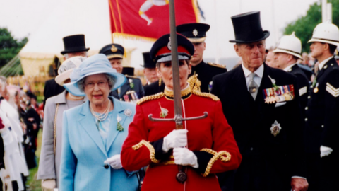 The Queen and Prince Philp taking part in the Tynwald Day procession