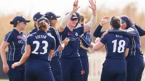 Scotland celebrate a 40-run victory in Spain