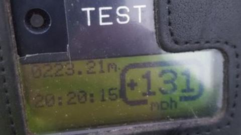 Speedometer measuring 131mph