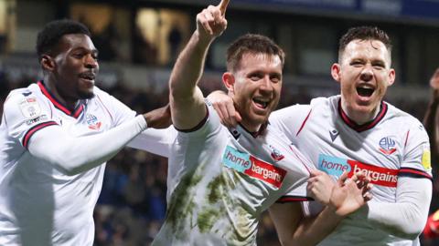 Will Aimson celebrates Bolton's winner against Charlton