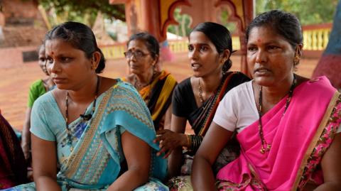 Women sit in protest in Ratnagiri