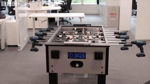 Table football with power drills