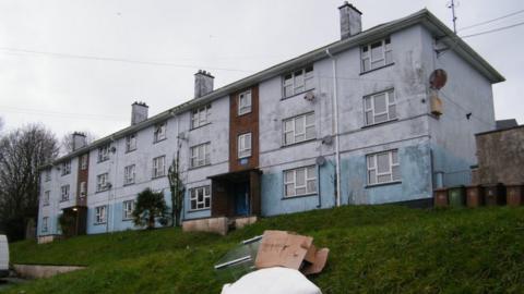 A block of flats in Barne Barton, a former naval estate, in Plymouth