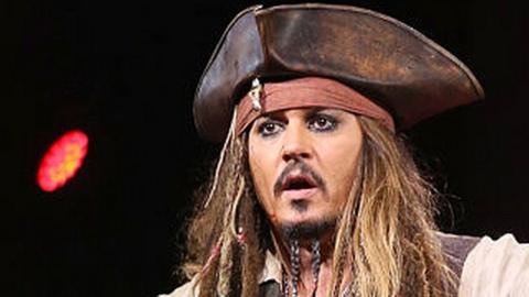Johnny Depp dressed as Jack Sparrow