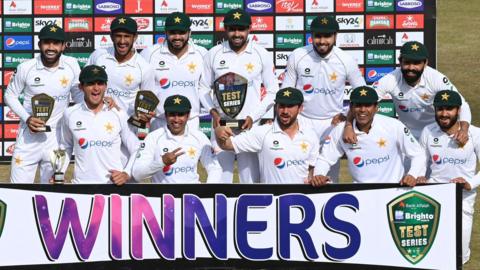 Pakistan with the Test series trophy