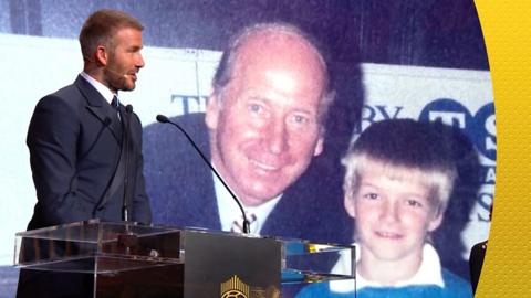 David Beckham and Bobby Charlton