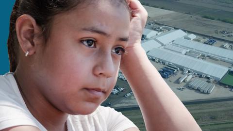 Young girl and US detention centre
