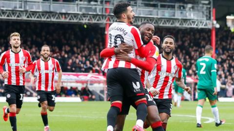 Brentford celebrate scoring