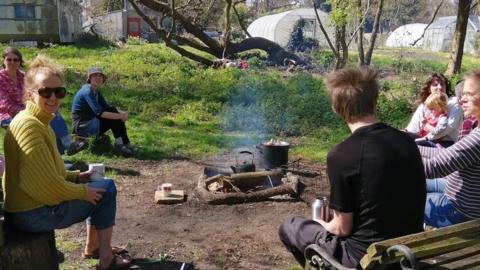 Camp fire lunch