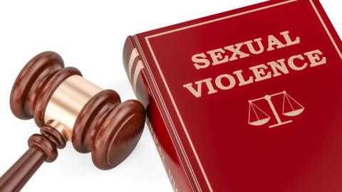 Sexual violence concept with gavel and book