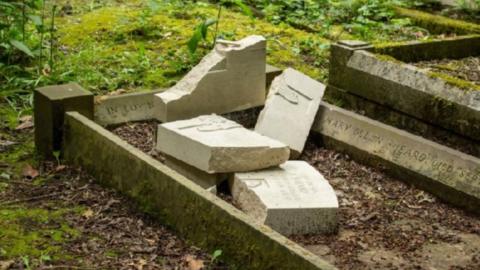 Damaged military graves
