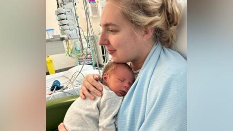 Abi Naylor and baby Roman