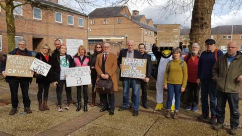 Robert Possnett and his supporters outside court