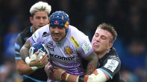 Exeter's Jack Nowell is tackled