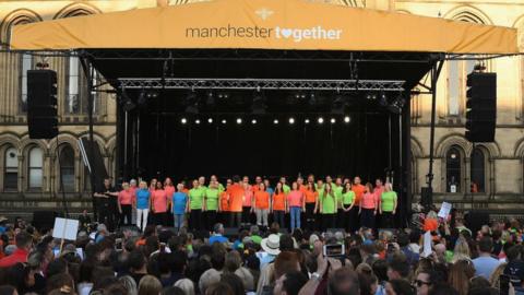 Choir performs at the Manchester Together event