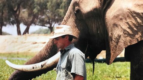 Nick Murray with an elephant